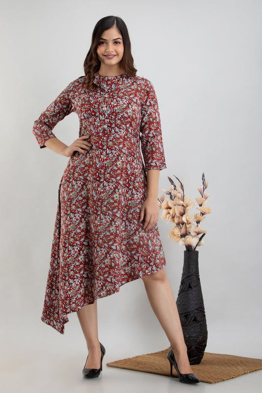 Women's Printed Rayon Flared Designer Kurta for Traditional Wear