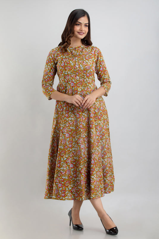 Women's Printed Rayon Flared Designer Kurta for Traditional Wear